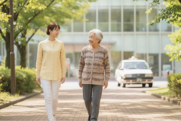 外出時の付き添いのイメージ