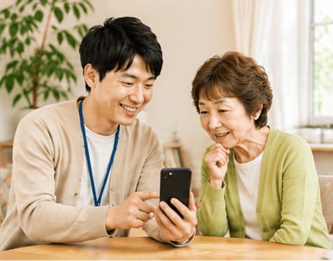学生スタッフが伴走